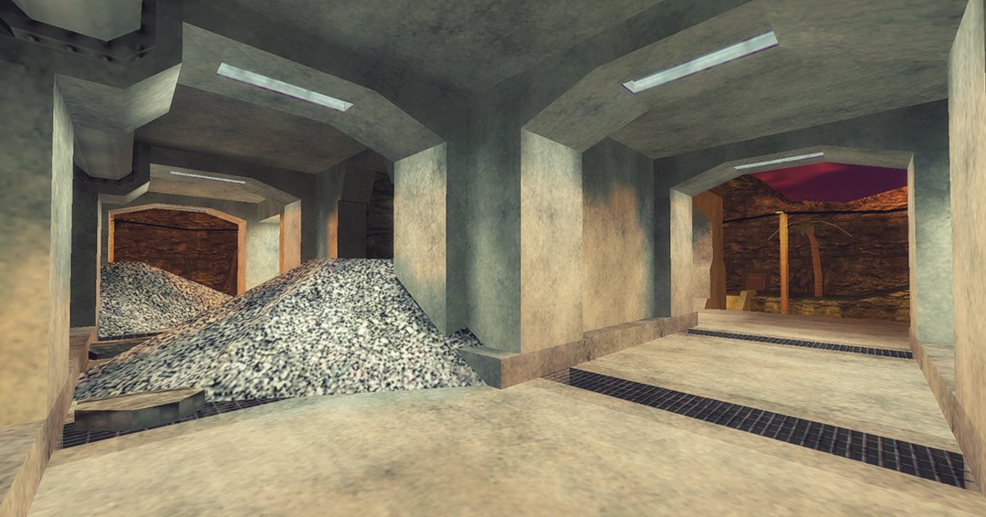 WizardExt's tweet image. Hidden2. Action Quake 2 map. Released in 2005. Small military-jungle themed map. I was inspired to build a Counter-Strike type of map, featuring choke points. Ground level is the only playable space, rest is backdrop. #actionquake2 #quake2 #idtech2 #gamedev #leveldesign