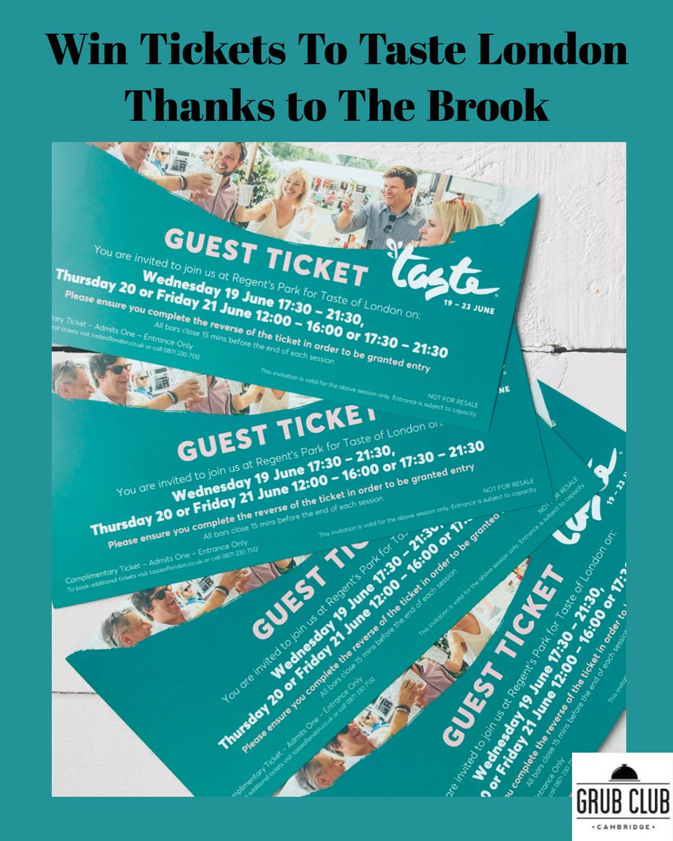 It's #competition time. We have a pair of tickets to giveaway thanks to the @thebrooksocial for next weeks @TasteofLondon event. To enter follow @GrubClubCambs and @thebrooksocial and RT. The competition closes at 10 am on Monday the 17th of June. Open to UK residents only.