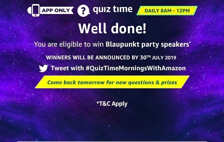 GAUTAMRRATHOD1's tweet photo. #QuizTimeMorningsWithAmazon https://t.co/e2WTxstGek