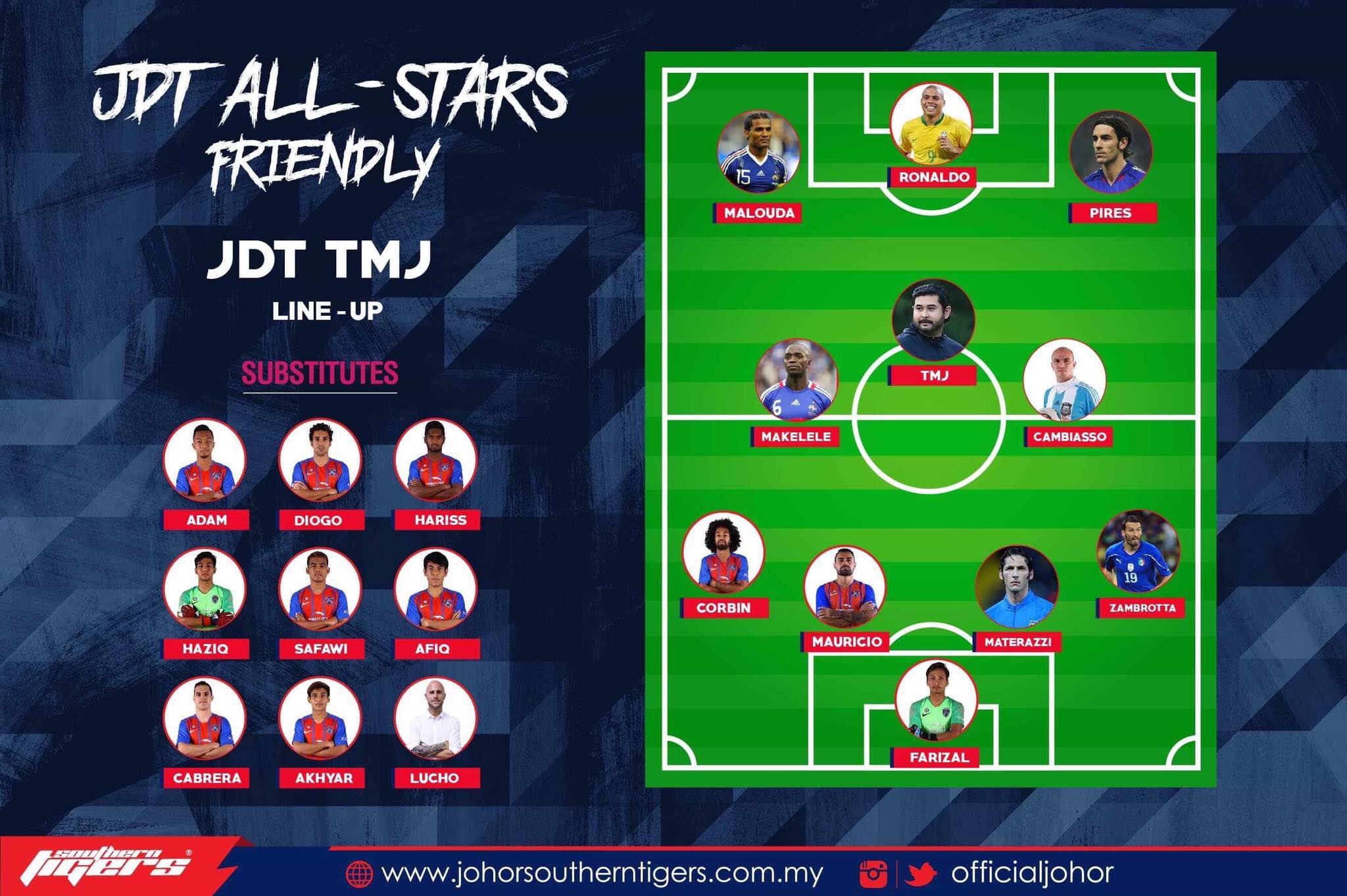 Johorsoutherntigers Charity Match Between Jdt Tmj And Jdt Rest Of The World Here Are The Line Ups Of Players Who Will Be Playing In The Charity Match Between Jdt Tmj And Johorsoutherntigers Charity Match Between Jdt Tmj And Jdt Rest Of The World Here Are The Line Ups Of Players Who Will Be Playing In The Charity Match Between Jdt Tmj And