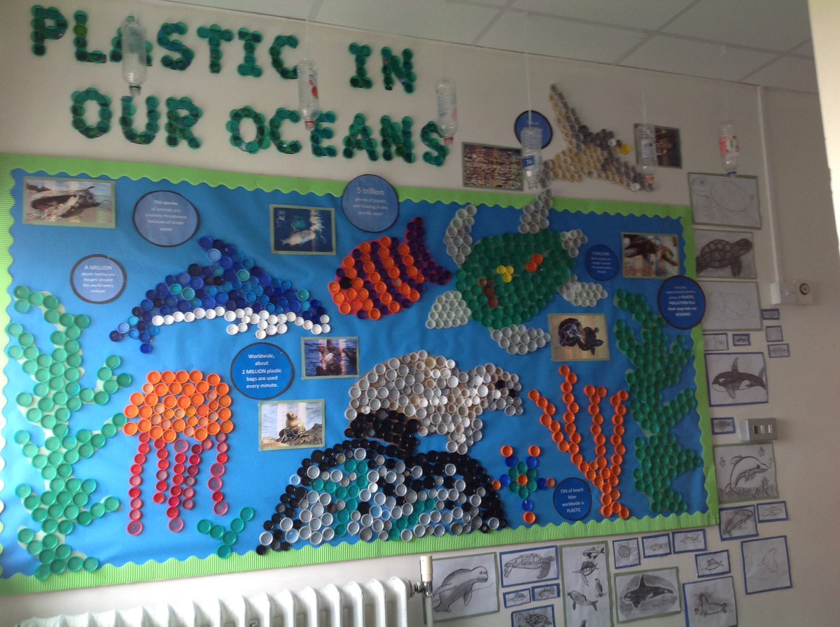 PPS_sapphire6's tweet photo. @EarthEcho #saveourocean @PPS_sapphire6 @PentrebanePrm My class have worked hard researching and finding out about plastic pollution. This is their display so far! They are still working on the 'what we can do to help' side of the display. https://t.co/RvoadHyWen