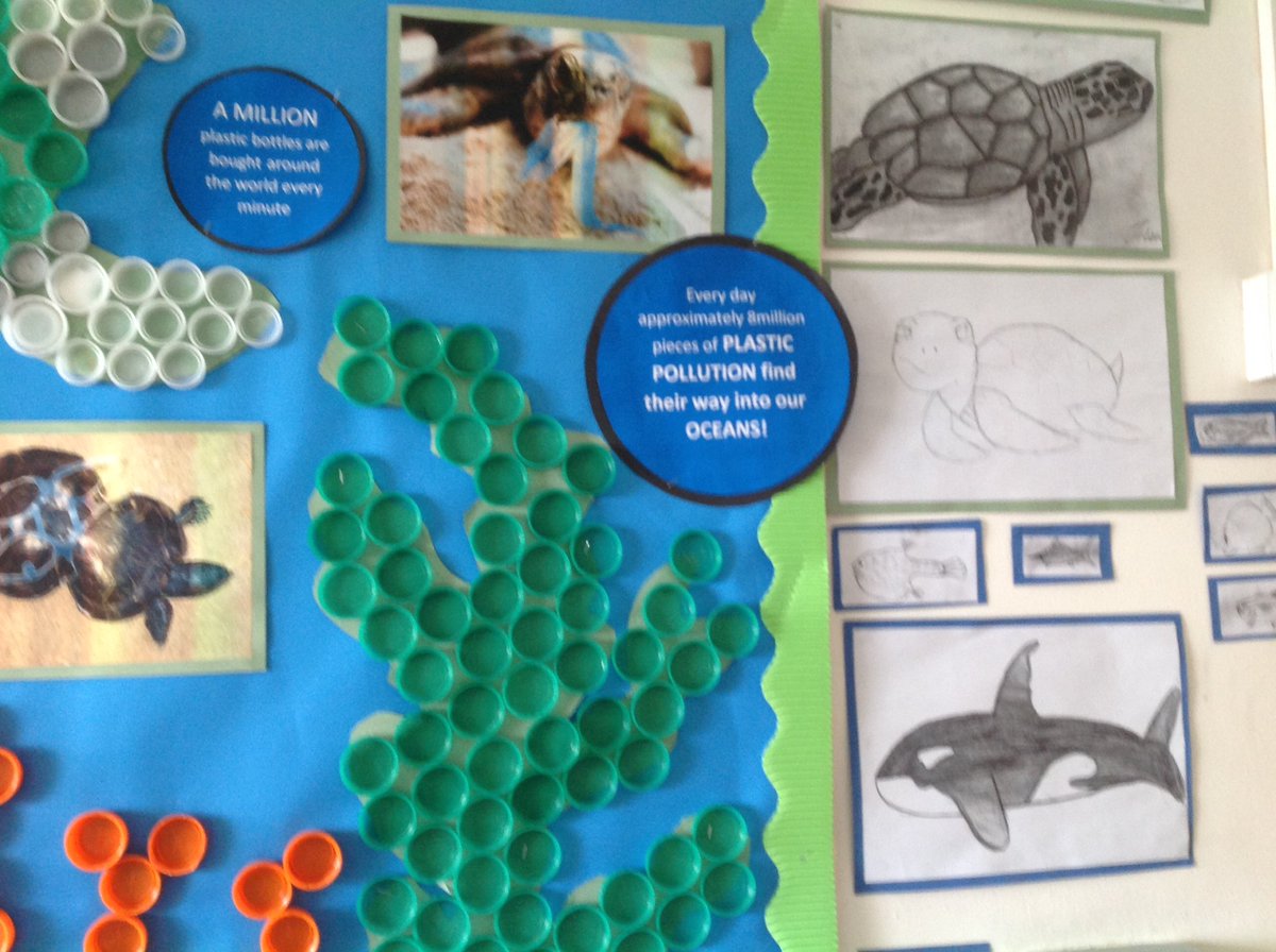 PPS_sapphire6's tweet photo. @EarthEcho #saveourocean @PPS_sapphire6 @PentrebanePrm My class have worked hard researching and finding out about plastic pollution. This is their display so far! They are still working on the 'what we can do to help' side of the display. https://t.co/RvoadHyWen