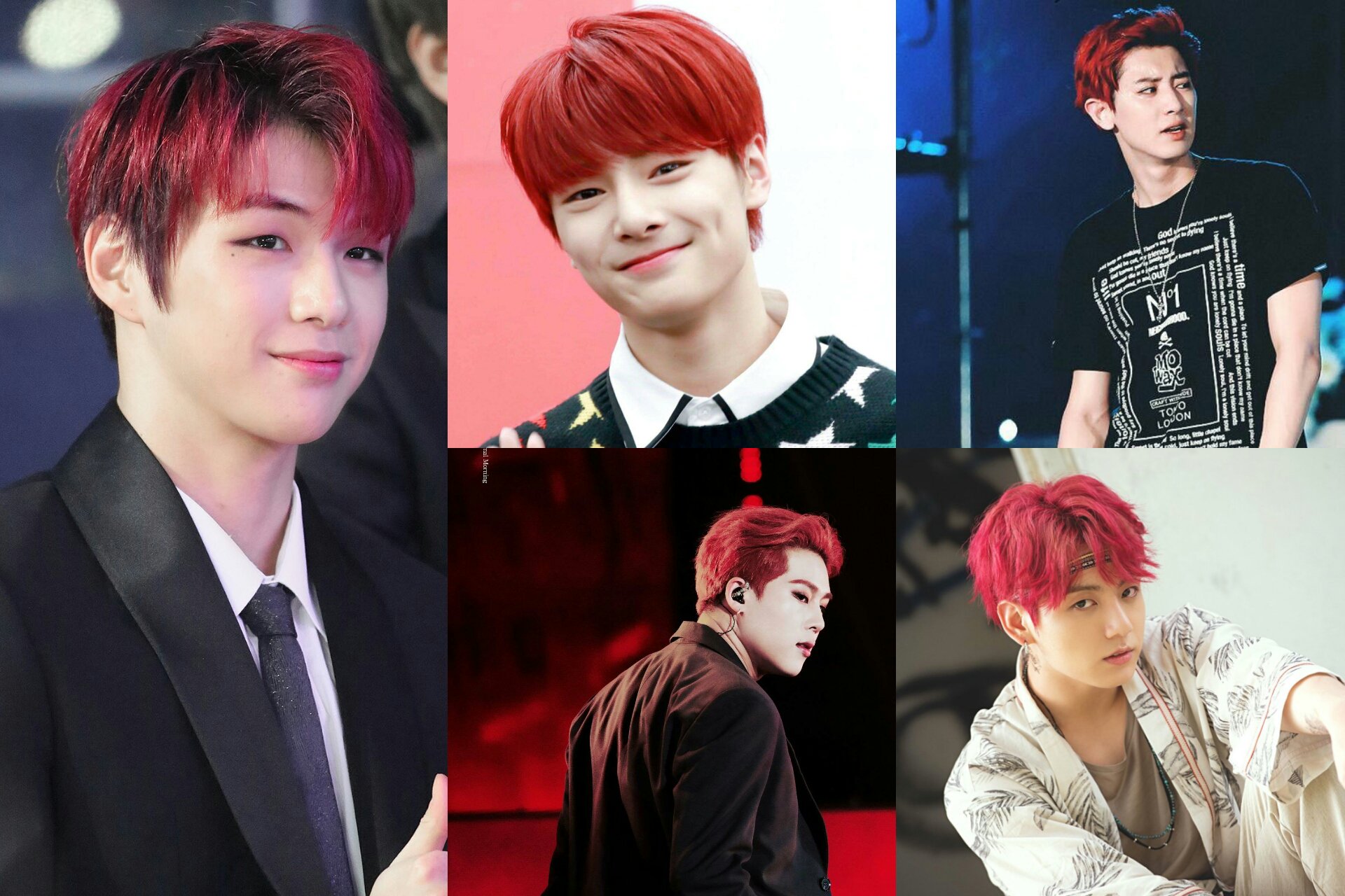 Who wore red hair better? (Male edition) | K-Pop Amino
