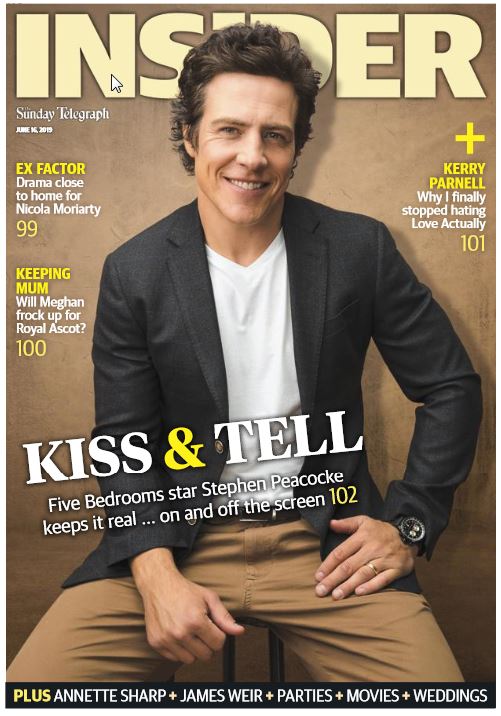Tomorrow's Insider cover: <a href="/FiveBedroomsAU/">Five Bedrooms</a>'s Stephen Peacocke, the interview that made  <a href="/KerryParnell/">Kerry Parnell</a> change her mind about #LoveActually and <a href="/NikkiM3/">Nicola Moriarty</a> on her new book #insider #sundaytelegraph