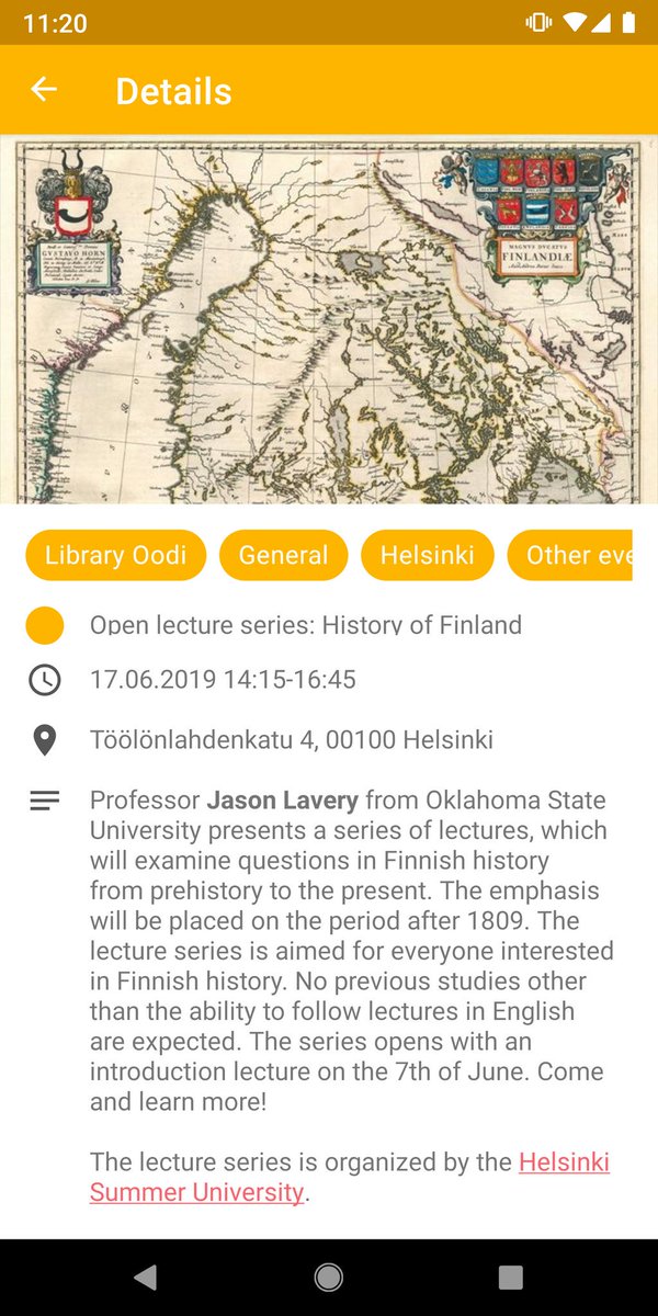 ASalvadorini's tweet photo. Are you interested in the history of Finland? Look up all the lectures details with my free #inhelsinki app for #Android !
https://t.co/2nEShoJyAO
#myhelsinki
#AndroidDev
#DownloadAndroidApp #DownloadTheApp
#OpenData https://t.co/YBeypfFitc