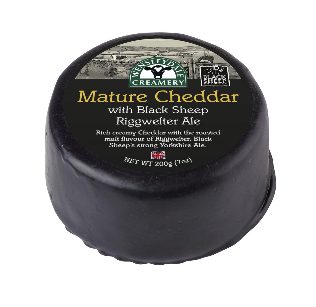 Wdalecreamery's tweet photo. Today is #NationalBeerDay! Celebrate with our Cheddar &amp; Ale cheese! Rich, creamy mature Cheddar cheese, carefully combined with the roasted malt flavour of Riggwelter, @BlackSheepBeer strong Yorkshire Ale. Stock up now with our 5 truckles for £20 offer! https://t.co/TJA4YzIN7g https://t.co/7PLlh3MPTt