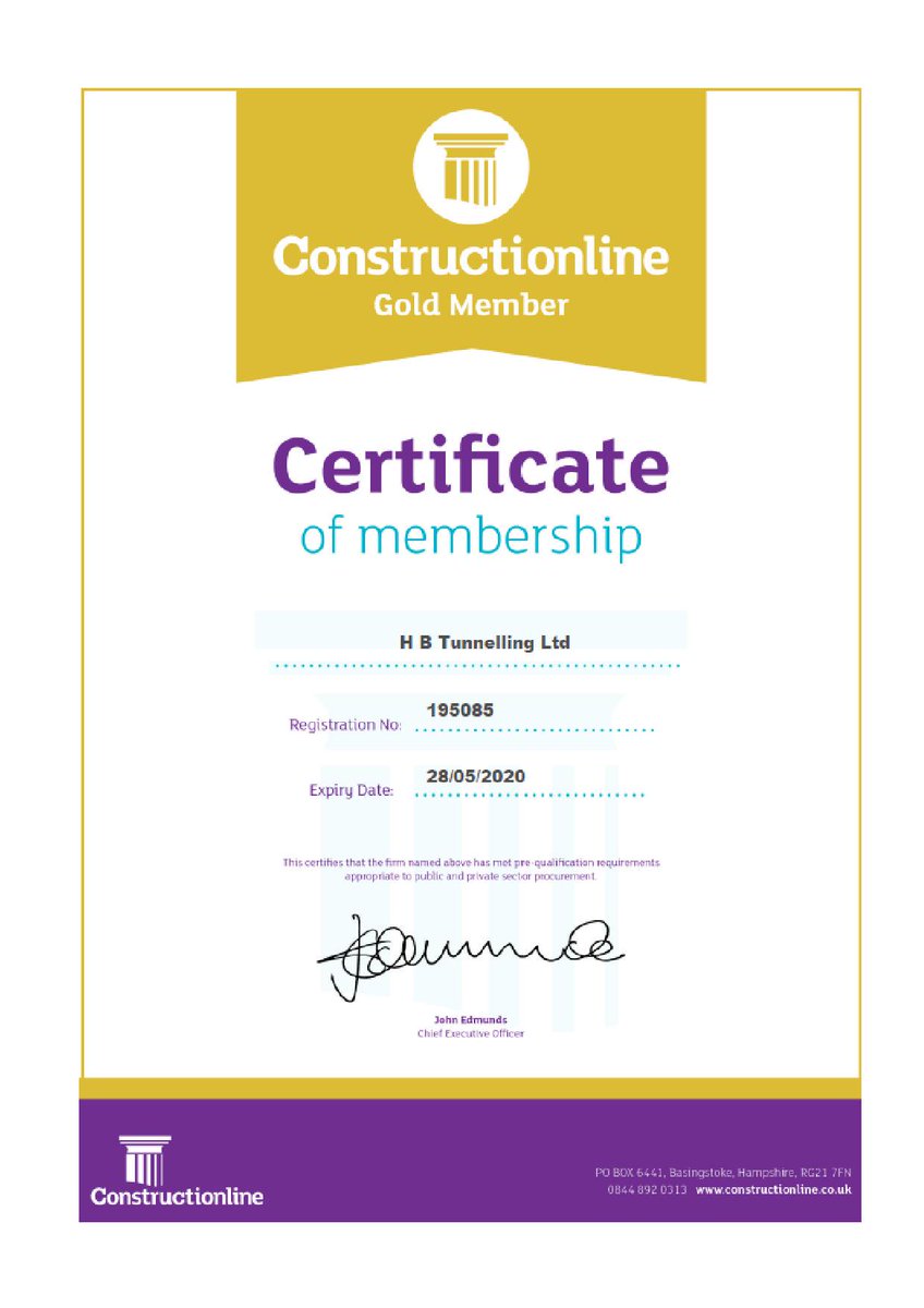 HBTunnelling's tweet photo. Team HBT achieve Gold member status for #Constructionline
#tunnelling #civilengineering #trenchless #tunnels #pipejack #augerbore https://t.co/mffgIvtttH