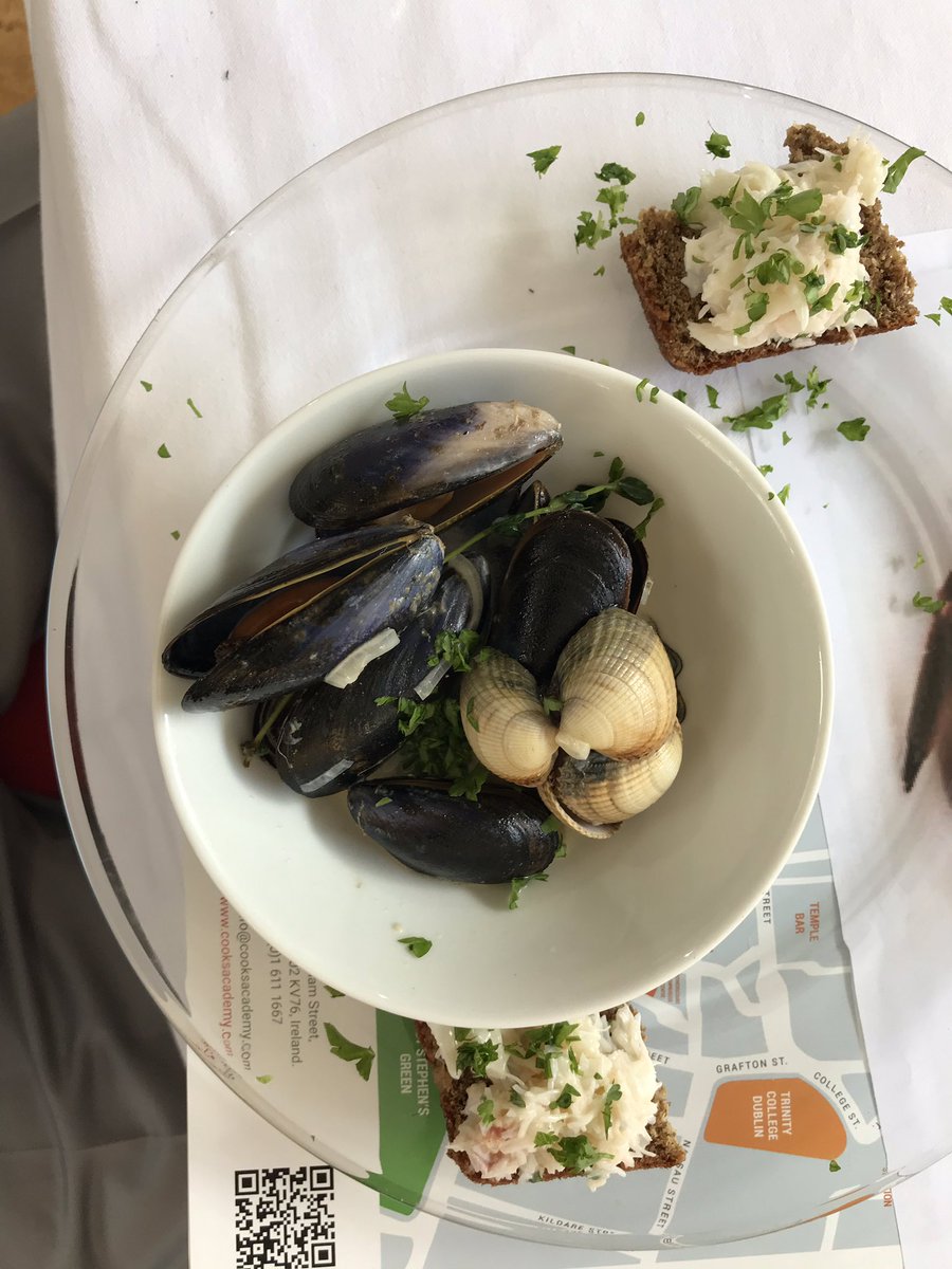 Molly Malone in Dublin, cockles and mussels and fresh crab and soda bread. Thanks to @CooksAcademy Vanessa and Tim Greenwood for the cooking lessons... #deliciousIreland #WhyIrishWhiskey