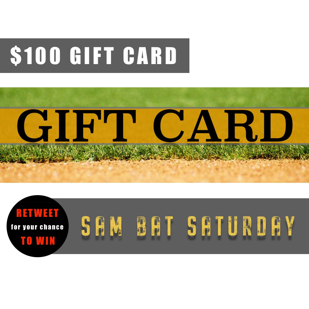 SamBatCorp's tweet photo. Today's #SAMBATSATURDAY is a $100 GIFTTCARD! Retweet for your chance to win! #sambatsaturday #maplebats #giveaway #giftcard https://t.co/FNYtwlvViA