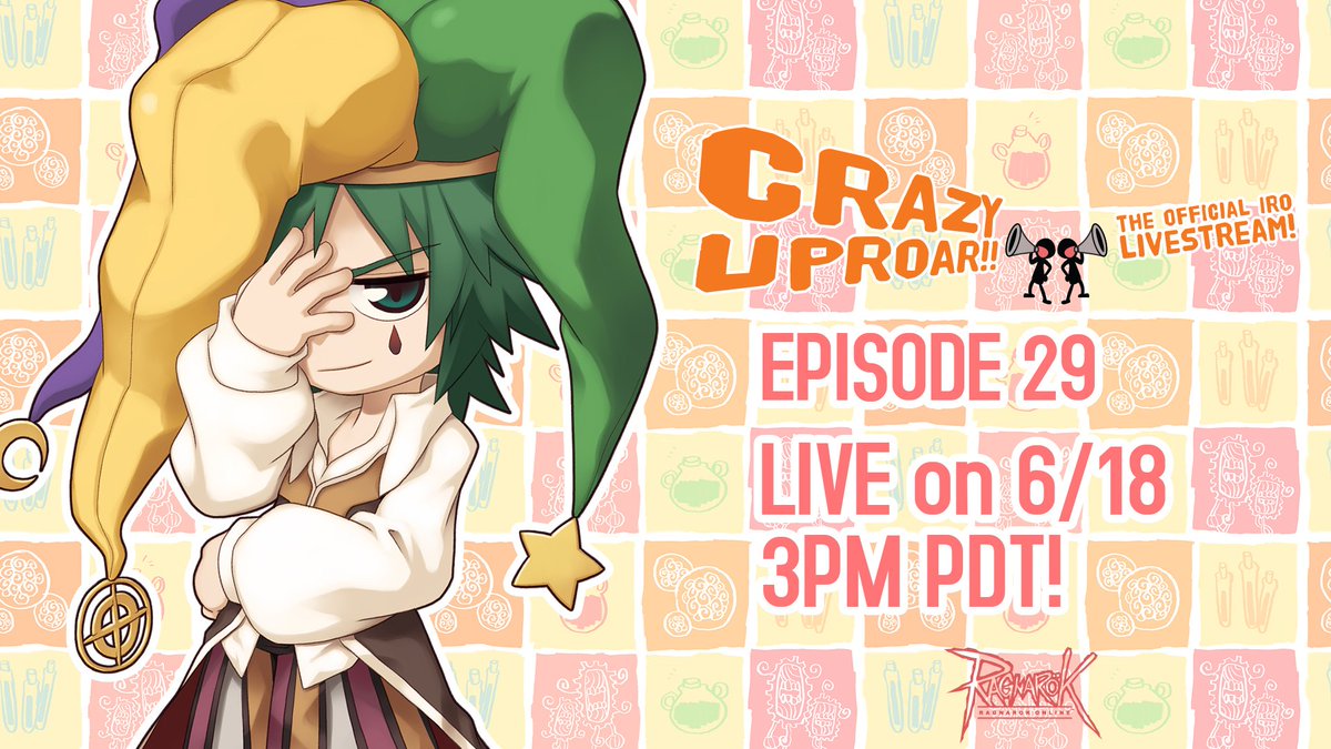 RagnarokRESTART's tweet photo. 📣Crazy Uproar Stream Time Update!📣

Thanks, everyone, for being so patient while various events have postponed our stream! We will be going LIVE @ https://t.co/WGelncjlSn on Tuesday, 6/18 at 3PM PDT for some Classic server fun! We'll see you then! https://t.co/q0Bwxj6HMs