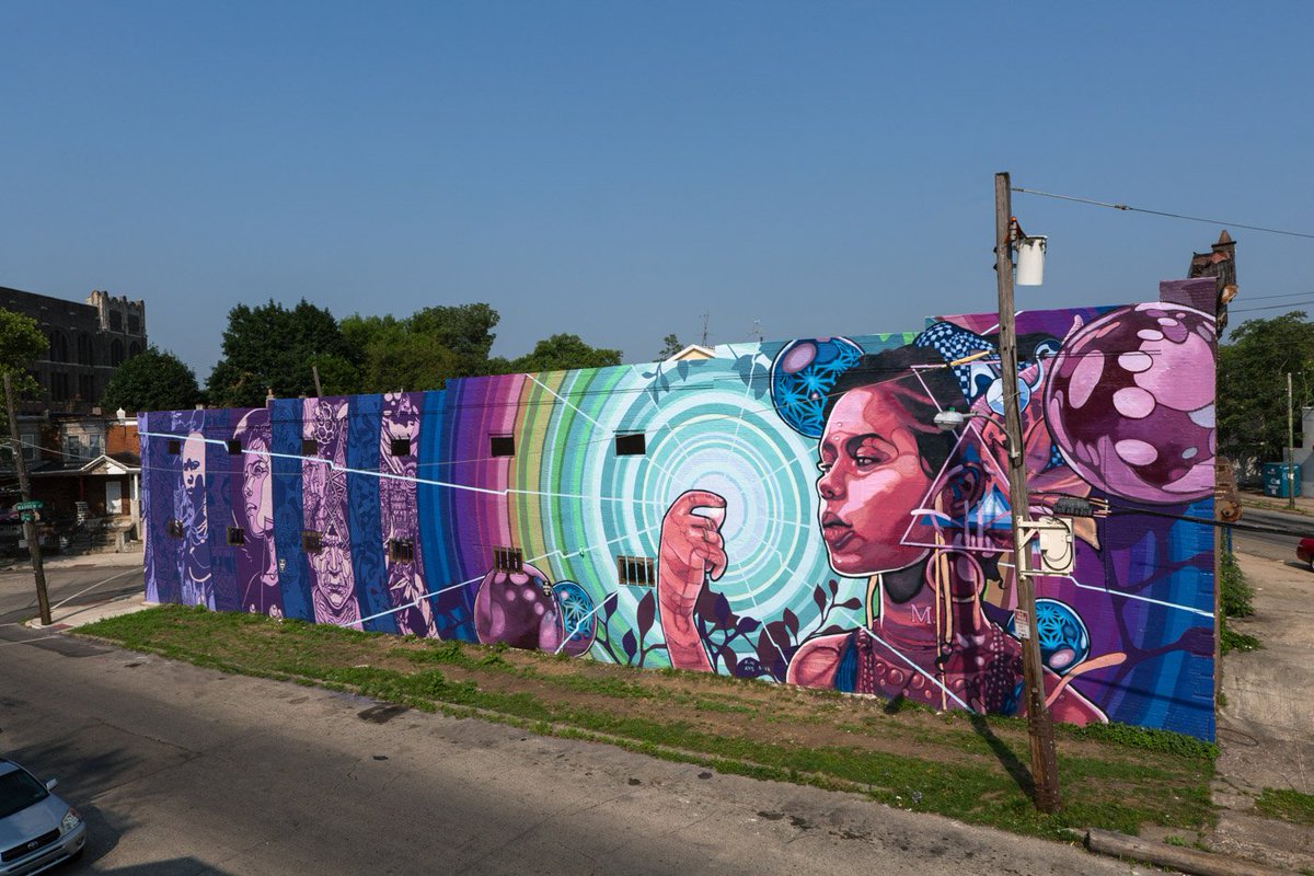 muralarts's tweet photo. Wow! #muralarts "Families Belong Together" by @artesekeko and "Dreams Diaspora and Destiny" by @joshuamaysart and @kingbritt have been named best 2018 #publicart projects by @Americans4Arts part of #PANYIR! 👏 https://t.co/Mg6yBGUYGm
