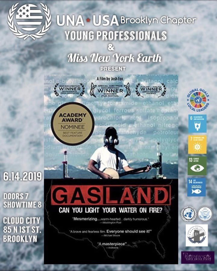UNABrooklynchap's tweet photo. Thank you to all those who came to our first #UNABrooklynYP event tonight, screening #Gasland. Thanks to @missnewyorkearth for partnering with #UNABrooklyn & #YoungProfessionals
#humanrights #climatechange #actnow #joshfox #CloudCity @UNAUSA #Fracking https://t.co/bU1oan1jws