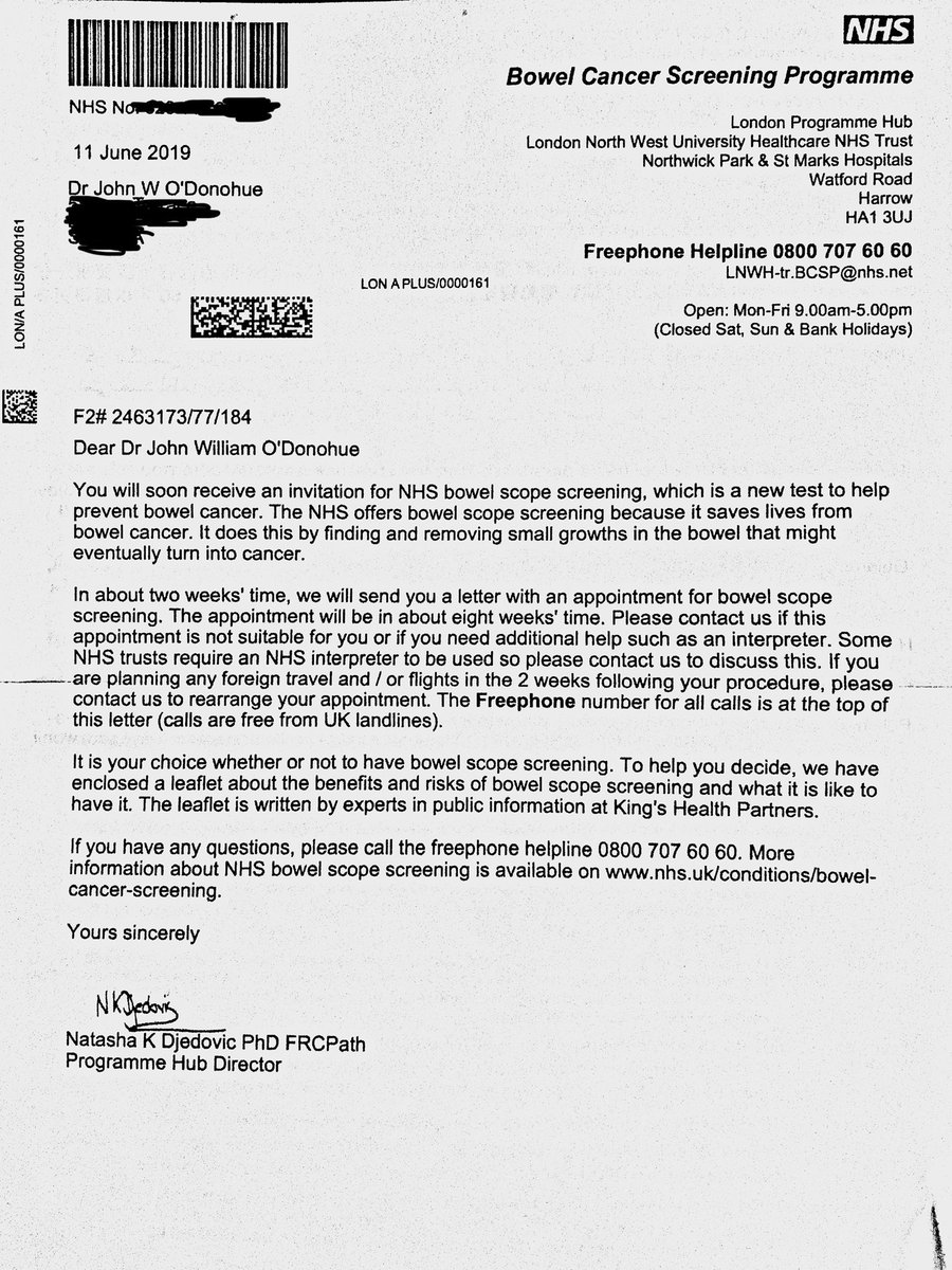 TheBottomDoc's tweet photo. It’s finally happened! Got my very own #BowelCancerScreening #bowelscope invitation today. It will be in my own unit!
Have every confidence in my fantastic team @LG_NHS #nopressure @lonse13 @moyobalogun15 https://t.co/pzec5TTOYy