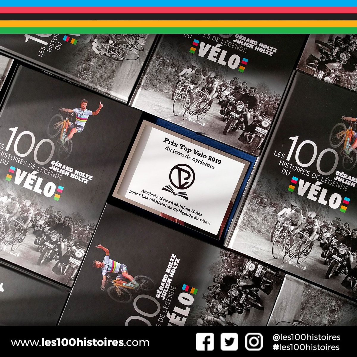julienholtz's tweet photo. [PRIX] Très honoré de recevoir le Prix Top Vélo 2019 du #livre de #cyclisme 2019 pour @les100histoires de légende du #velo, le 7ème livre de la collection que j'écris en duo avec #GerardHoltz - Merci @FrTopvelo ! @editionsgrund #twittcyclos #TDF2019 https://t.co/f8rCVNB41P