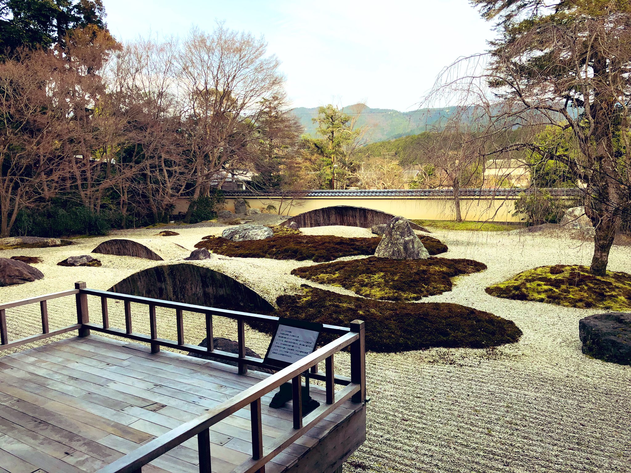 日本庭園情報メディア おにわさん The Japanese Gardens 実相院庭園 そして比叡山 の借景が絶景な石庭 こころのお庭 は植治の12代目 小川勝章さん監修の元 13 14年に市民参加によって作庭された庭園 波を表現した木のオブジェや市民
