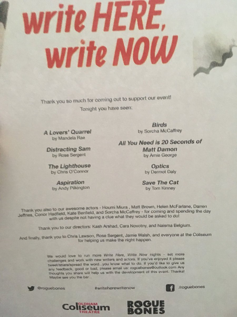 dermot_daly's tweet image. Odd day yesterday, the highs and the lows. 

One high was seeing my words on a stage. Thanks to @CaraNovotny for getting her head around it &amp;amp; directing the brilliant @houmimiura &amp;amp; @DarrenJeffries1 in @rogue_bones’ #WriteHereWriteNow part of @OldhamColiseum #Cultivate2019