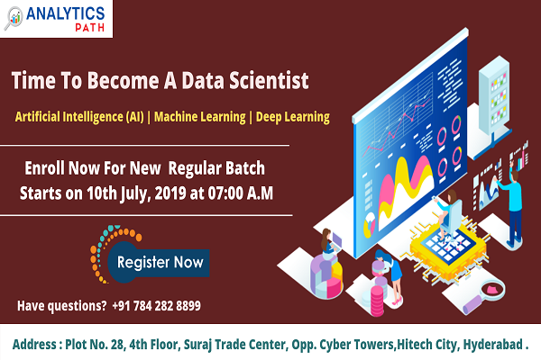 imAnalyticsPath's tweet photo. Time To Register For #DataScience Training New Regular Batch By Experts From IIT and IIM #AnalyticsPath From 10th July, 7 AM, Hyderabad
For More Details: https://t.co/YdvEm7DTxA
For Free Registrations: https://t.co/Adoc9B2Vf4
#DatascienceTrainingInHyderabad https://t.co/O5zjLTZRgN