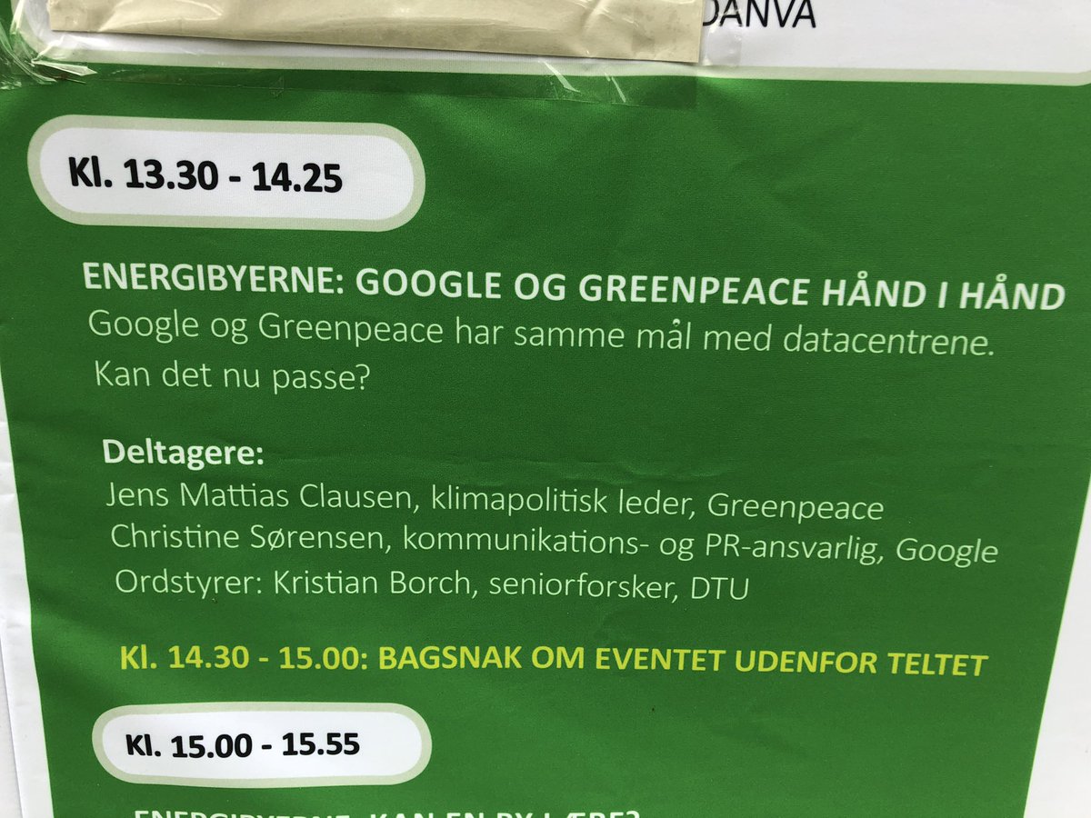 Er datacentrene storforbrugere af energi eller bliver de producenter? Følg debatten mellem Google og Greenpeace på B8 #FM2019
