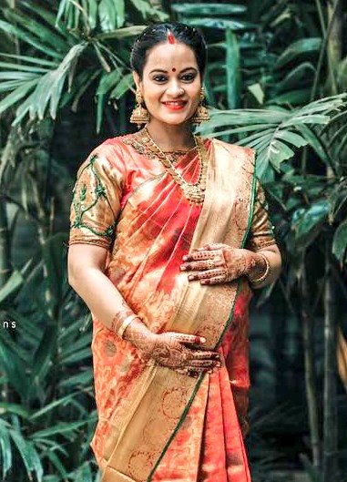 Seemantham blouse ❤ #pleatz #preethifazel #babyshower #jewelblouse  #embroidery #blouse | Wedding blouse designs, Bridal blouse designs, Indian  bridal hairstyles