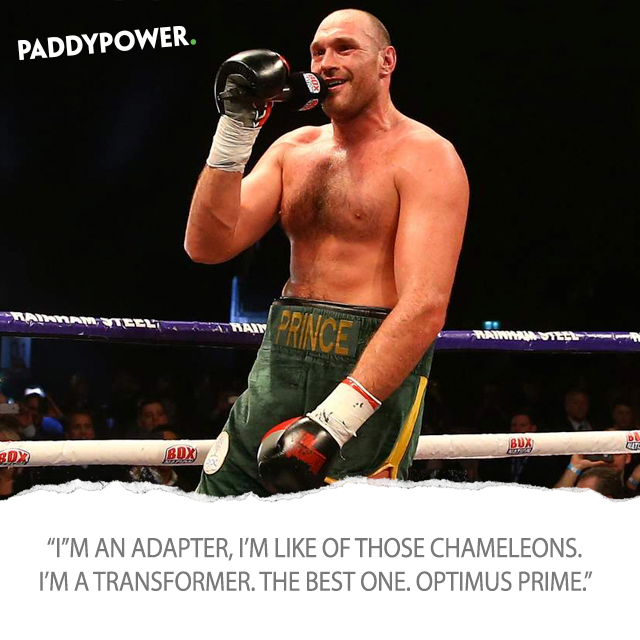 paddypower's tweet image. Tyson Fury takes on Tom Schwarz this evening.  Here's a collection of some of Fury's finest quotes.