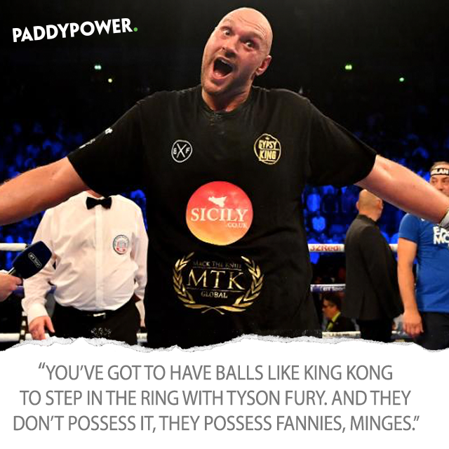 Tyson Fury takes on Tom Schwarz this evening.  Here's a collection of some of Fury's finest quotes.