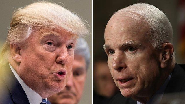 thehill's tweet photo. #JohnMcCainDay trends on Trump's 73rd birthday https://t.co/Tfgr06sAbe https://t.co/dg5jv44A4X