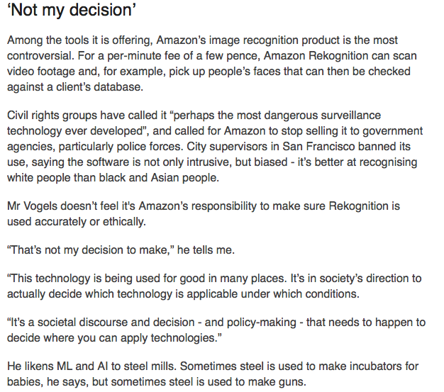  @amazon's take on technology ethics, facial recognition, Recognition: