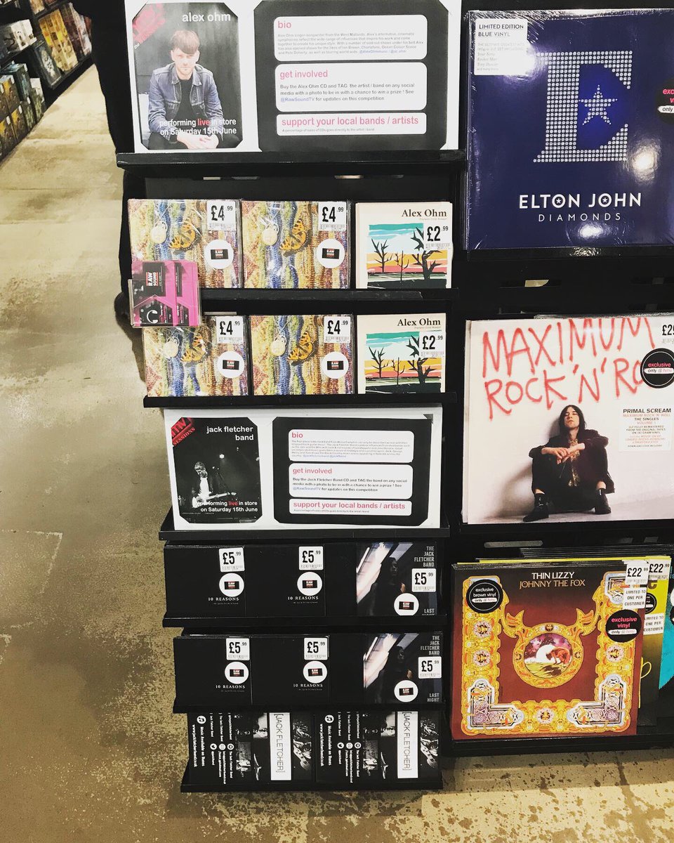 jackfband's tweet image. 💥HMV!! What a crazy sight, our CD’s for sale in hmv (Merry Hill) racked up next to @al_ohm, @ThinLizzy_, @ScreamOfficial and @eltonofficial! Get down for 12:30 to catch Al’s awesome band and catch us guys at 13:30! Gonna be massive!💥