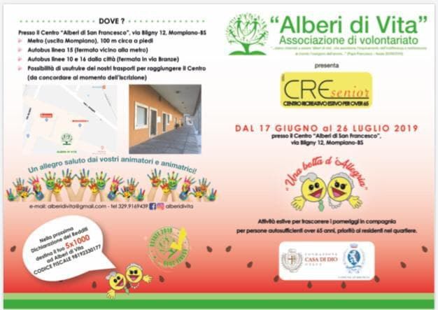 bsdelnoi's tweet photo. ...e a proposito di eventi per "grandi"... ecco il Summer Camp (CRE, Centro Ricreativo Estivo) dedicato agli over 65! Organizzato dall'Associazione di Volontariato Alberi di Vita, con il patrocinio del @ComuneBs, dal 17 giugno al 26 luglio!
#bsdelnoi #terzaeta #anziani https://t.co/CCo146SHf7