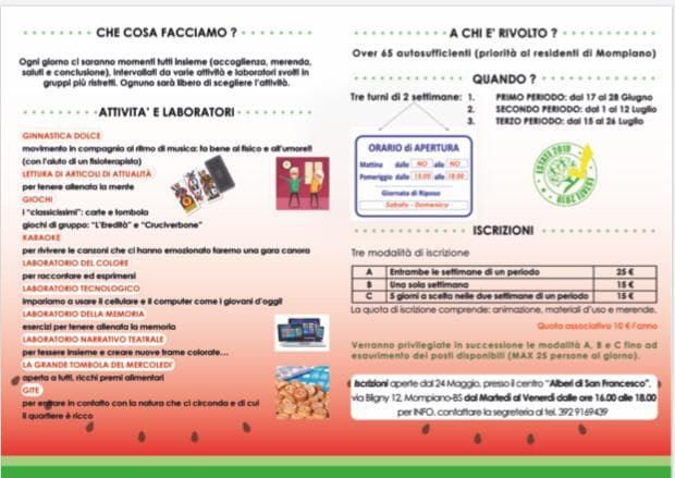 bsdelnoi's tweet photo. ...e a proposito di eventi per "grandi"... ecco il Summer Camp (CRE, Centro Ricreativo Estivo) dedicato agli over 65! Organizzato dall'Associazione di Volontariato Alberi di Vita, con il patrocinio del @ComuneBs, dal 17 giugno al 26 luglio!
#bsdelnoi #terzaeta #anziani https://t.co/CCo146SHf7