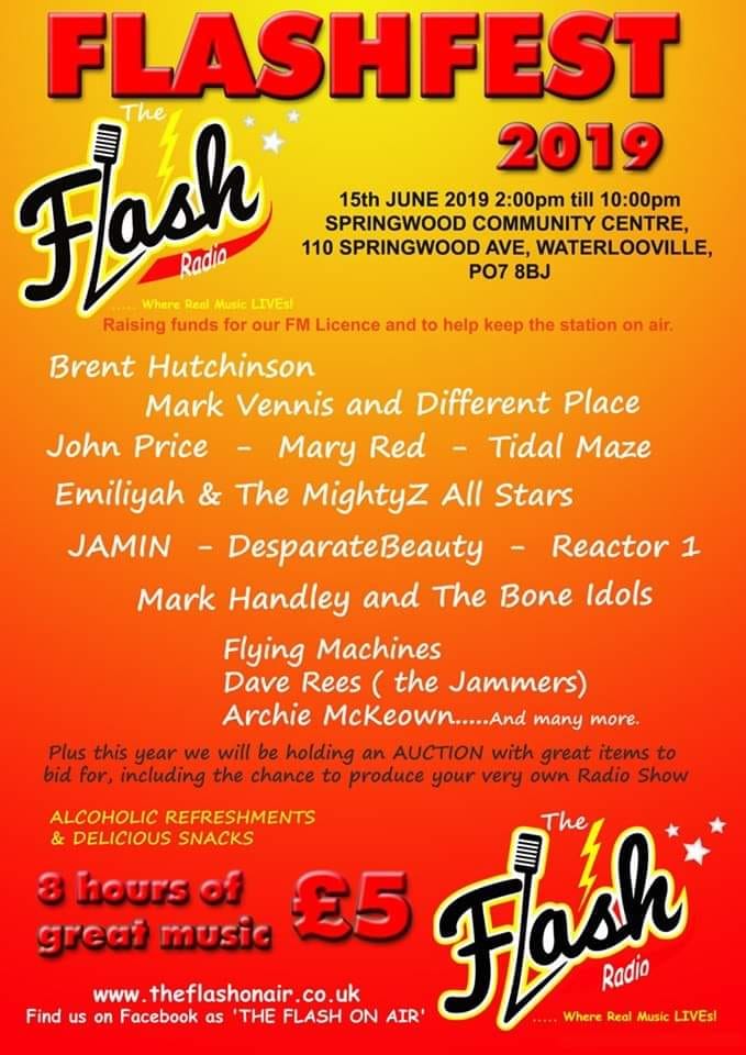 Springwood_CC's tweet image. Tune in to @TheFlashOnAir on DAB radio today from 2pm. For 8 hours of great music coming live from @Springwood_CC Pop in to the centre to #FlashFest More details below. #Waterlooville #TheFlash