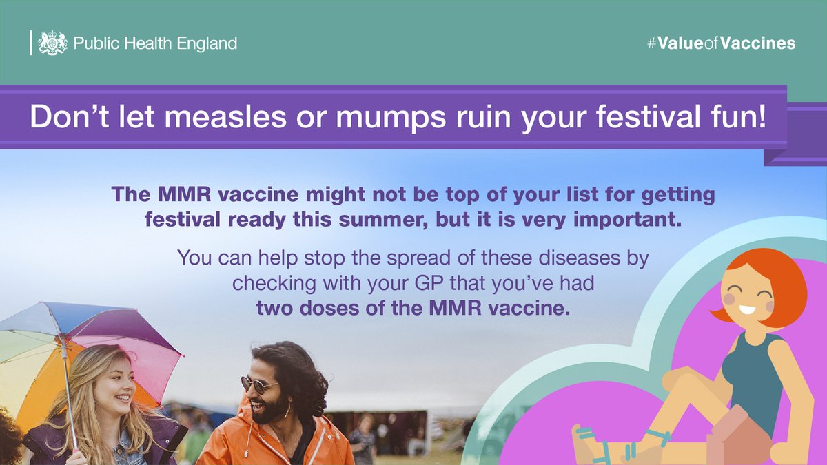 🎵 We’re advising anyone heading to festivals this summer to ensure they are up to date with their MMR vaccine.

Measles can kill and is incredibly easy to catch. It's not too late to get protected. 

#ValueofVaccines | #VaccinesWork