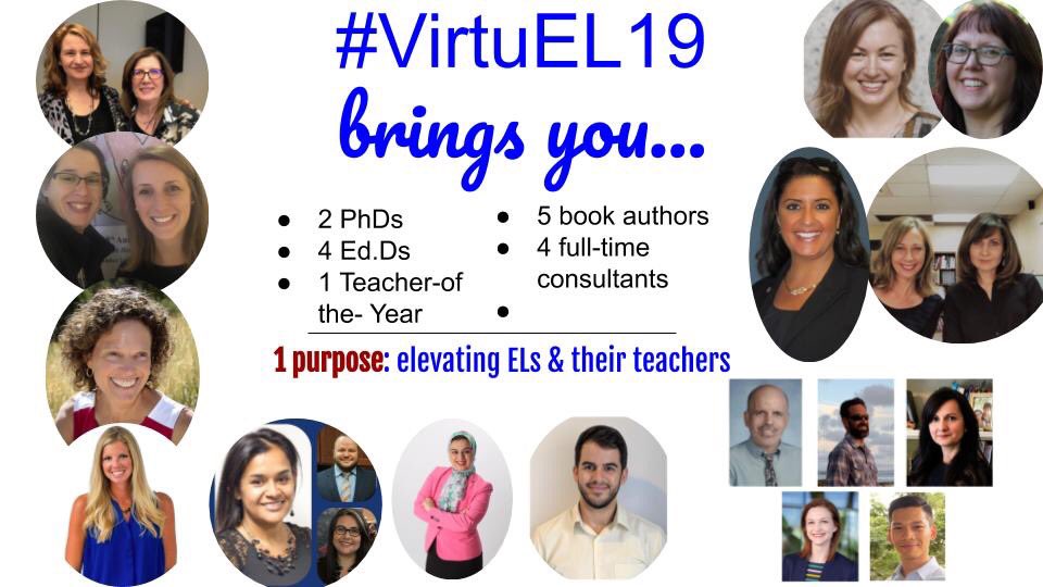 #VirtuEL19 brings you the leading experts in our field with just 1 click: bit.ly/VirtuEL. Today at 10 AM ET 

#esl #eal #eld #esol #tesol #ellchat #ellchat_bkclub #ela #education #pd4uandme