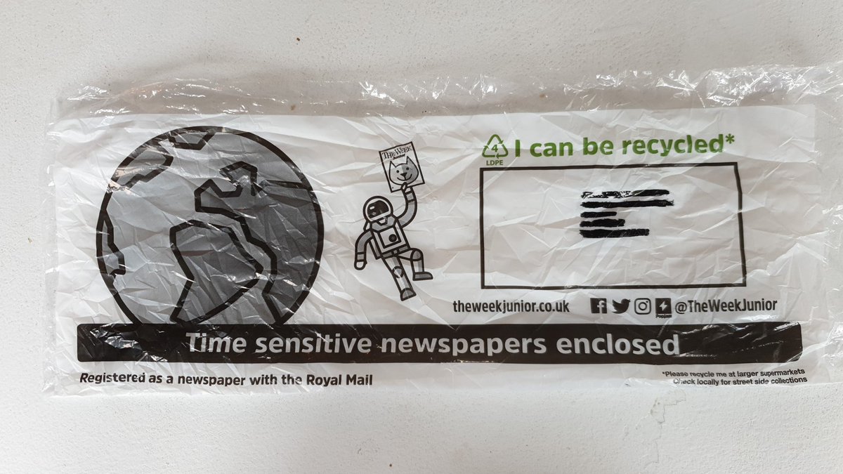 NameShame13's tweet photo. Well done the wonderful, informative @theweekjunior for practicing what you preach. #ClimateEmergency #recyclable https://t.co/MqMvh8B7eI