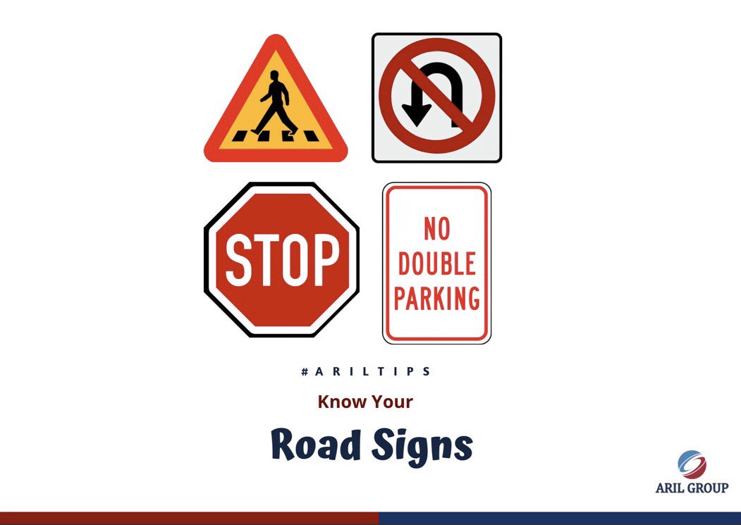 ARIL_GROUP's tweet photo. Traffic signs play a vital role in conveying information and instructions to drivers. Don’t learn the traffic rules by Accident! #arilgroup #ariltips https://t.co/x8cROJaWUO