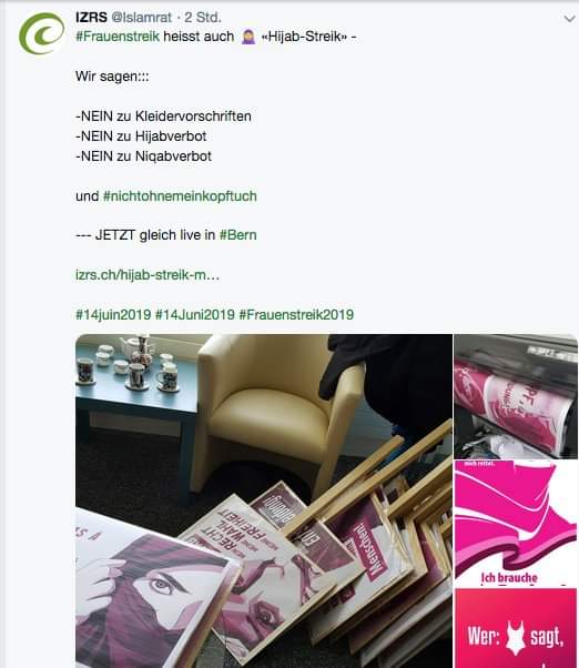 dani_brandt's tweet photo. . #Frauenstreik2019 (eine Schande für alle Frauen mit IQ >80) NEIN, DANKE! 
Wer solche Feminist*_Innen hat, braucht kein Patriarchat mehr.

Die Frauen des salafistischen Islamischen Zentralrats der Schweiz IZRS nehmen am #Frauenstreik2019 teil. https://t.co/Jn9r9FPYgN