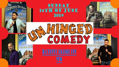 Unhinged Comedy's booming Sunday (16th June). Ha'penny Bridge Inn. Doors 9pm. €10. FREE POPCORN!
.
Book Now At: unhingedcomedy.ie, and get 20% off by using the discount code: JiveJune
.
#unhingedcomedy #unhinged #comedy #standup #comedyclub #ireland #dublin #templebar