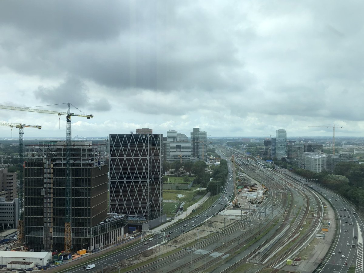 The new skyline of Amsterdam is taking shape. Shot from the new nhow hotel. Great view of @relocatemaEN and @ZuidasAmsterdam