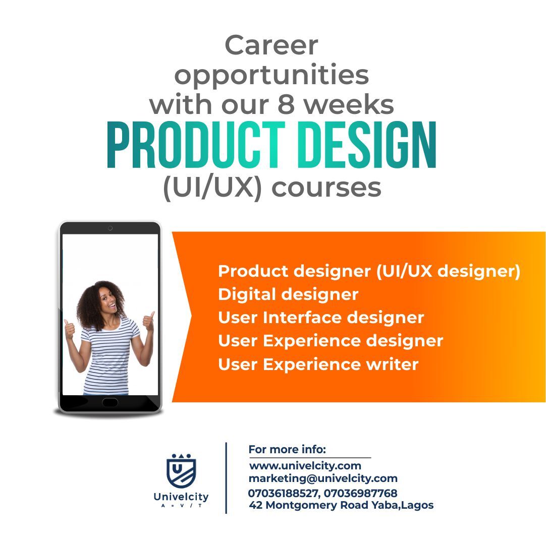 univelcity's tweet image. Make the weekends count.

Career opportunities with our Product design (UI/UX) course boot-camp:

✔Product designer (UI/UX designer) 
✔Digital designer
✔User Interface (UI) designer
✔User Experience (UX) designer
✔User Experience (UX) writer

#univelcity #computerschool