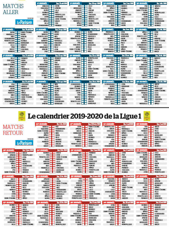 #Ligue1 : le calendrier de la saison 2019-2020 à télécharger et imprimer via le lien >> leparisien.fr/sports/footbal…