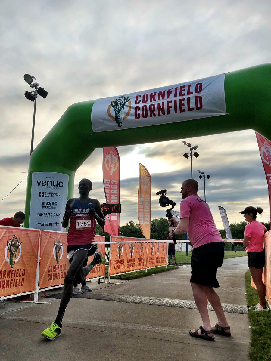 ccornfield10k's tweet photo. For the fourth year in a row, Luka Thor is our first male finisher! And welcome home to our first female finisher, Sidney Hirsch. Congratulations! #RunForTheCorn https://t.co/E46h9WQF4a