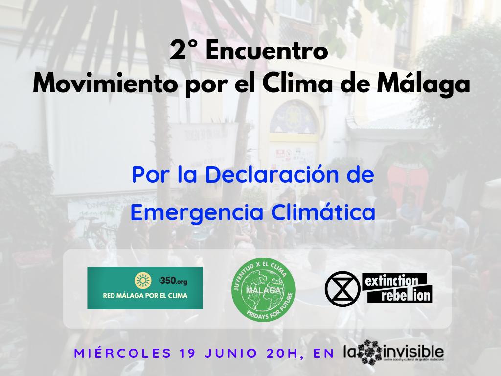 Es el momento. Exijamos la #Declaración de #EmergenciaClimática en #Málaga. Miércoles 19, 20h en <a href="/LaCasaInvisible/">La Invisible</a>. Tod@s. Por el clima, el futuro y la vida en nuestra ciudad y el mundo! ✊🏽 🌎 😉
<a href="/FridayForMalaga/">Fridays For Malaga 🌿</a> <a href="/MalagaRebellion/">Extinction Rebellion Málaga</a>  facebook.com/events/4173428…