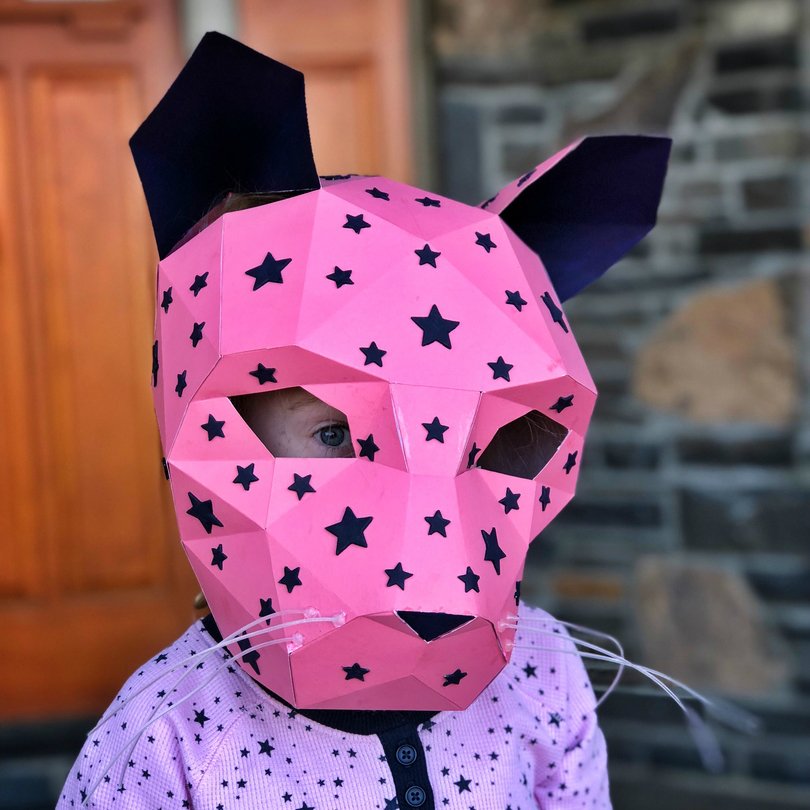 "This was my 5th Wintercroft mask construction, and it was as delightful to make as my others." - Kate B.

#Wintercroft #Catmask #KidsCostume #KidsActivity #Papercraft #PaperArt #MascarasPoligonales #Portrait
