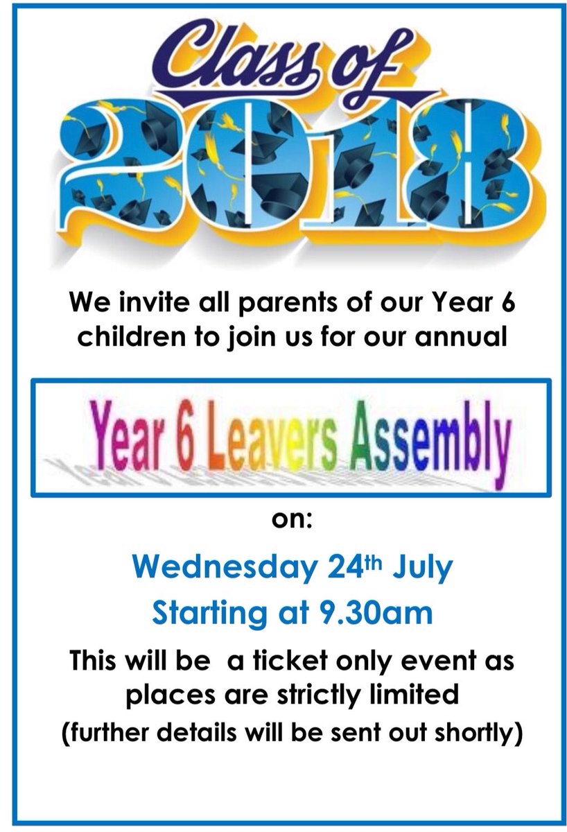 Year 6 Parents - here is a date to save...no doubt tissues will be needed 

#goodbyesarealwayshard #endofanera #leavingprimary #willbemissed #newbeginningsahead