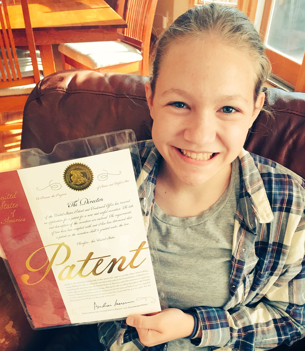 RobotMakerGirl's tweet photo. At age 9 I young girl had a goal to become a patented inventor. 
At age 10 she had an invention ready. At age 11 she began the patent process. 
Today at 14, she is adding her name to the previous statistic of only 4% of patent holders between 2006-2016
are all-female owned. 💪 https://t.co/0CQhTtQGPP