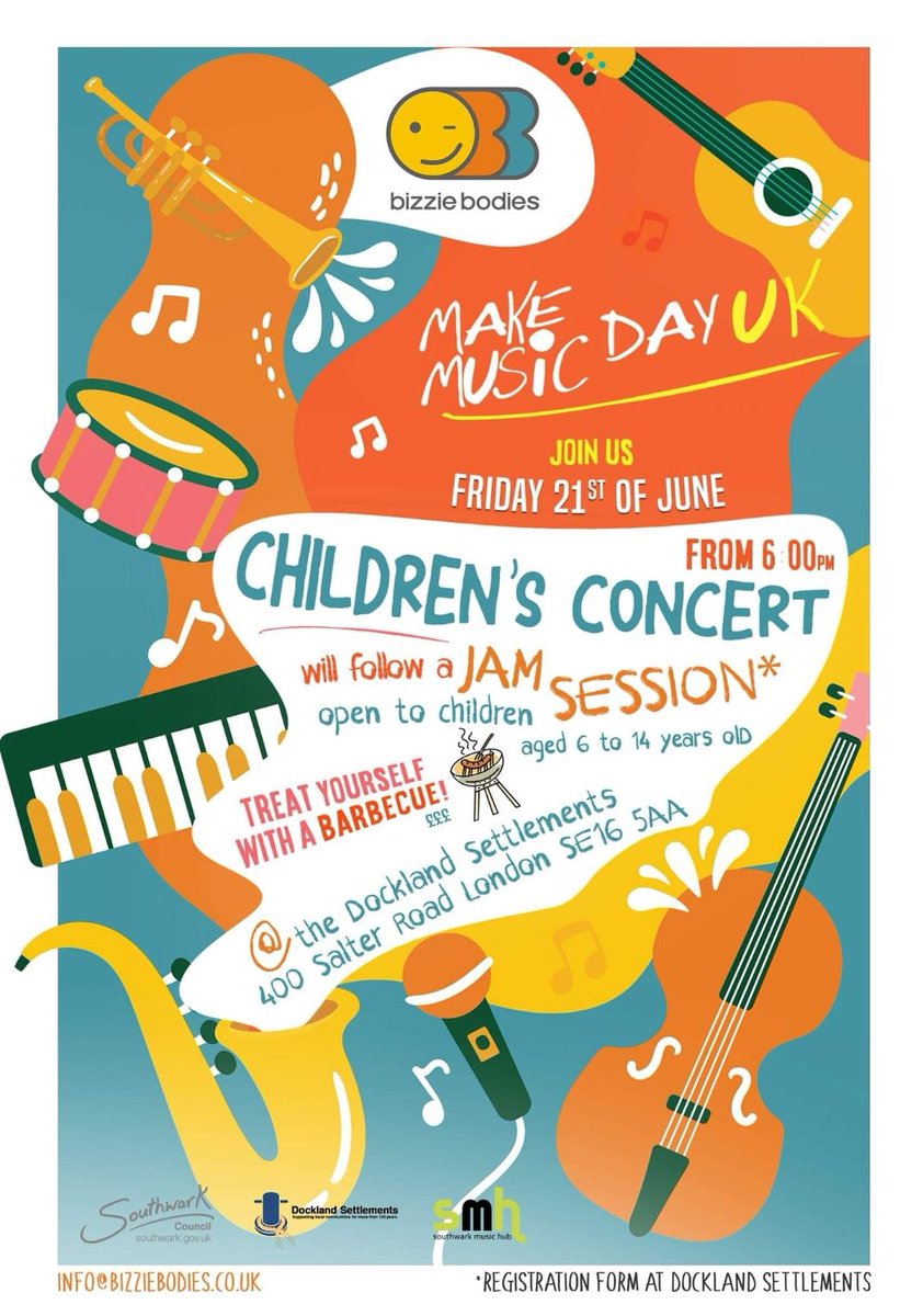 SalterGroup's tweet image. #ASCommunity you might be interested in this family event with @bizzie_bodies #SE16 #Music #Children #BBQ Fri 21st June
