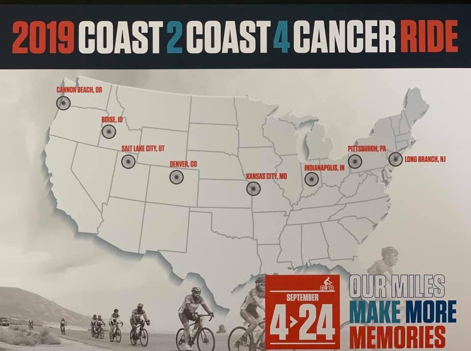 IowaDrewhit's tweet photo. I am excited to announce that I’ll be biking from Denver to KC w/ Coworkers from BMS. Our mission: raise $ to donate to the V Foundation, and 100% will go to cancer research.  #KickCancersAss. The link to donate is below.  #IWorkForBMS #C2C4Cancer        
https://t.co/SfefPJ2ZFt https://t.co/cIW9bOSP8L