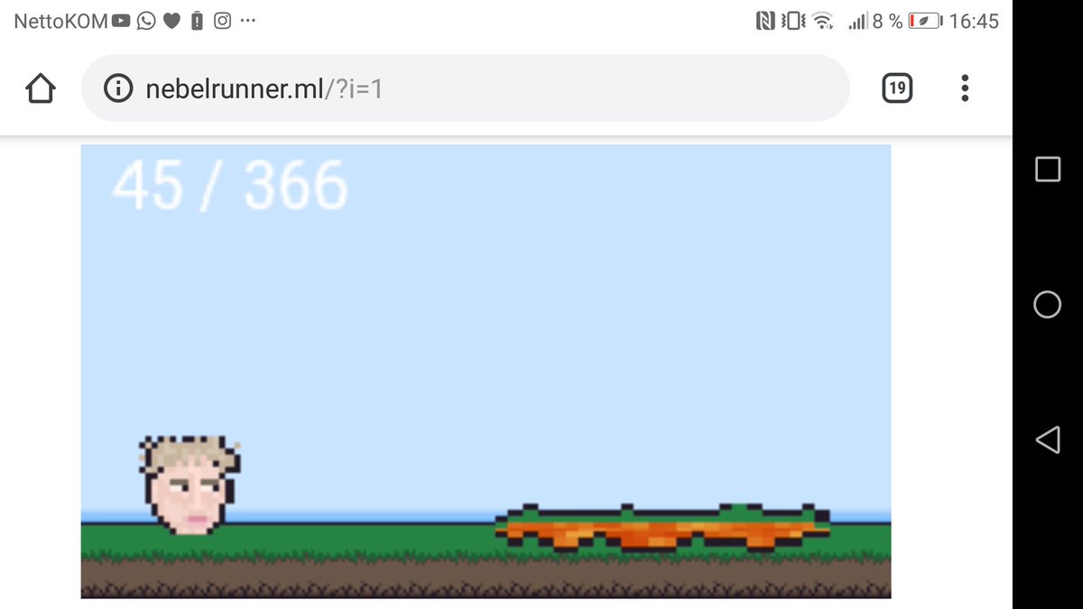 cqdis's tweet photo. Hi, ich hab ein HTML Nebelnieks spiel programmiert(https://t.co/rTJtBYP16K) gönnt euch teilt den tweet damit auch @NebelNiek es sieht (ACHTUNG : auf firefox glicht es ein wenig und wenn ihr es auf dem handy spielt funktioniert es auf Android besser) #NebelDesign https://t.co/qKVc89hXma