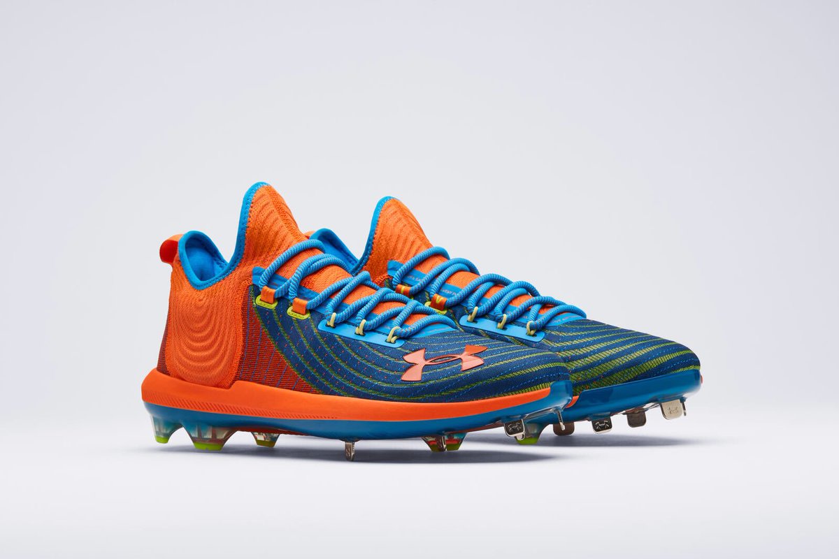 matt_breen's tweet photo. Bryce Harper will wear these Under Armour cleats on Sunday for Father’s Day. The colors are inspired by a Slurpee, which he would get with his dad after practice as a kid. “My pops sacrificed everything to help me fulfill my dream.” https://t.co/v3xrq9kYtk