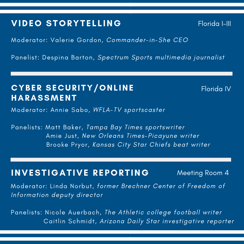 AWSM_SportMedia's tweet photo. Here is what is on the agenda for today’s second round of #AWSM2019 breakout sessions set for 11:45 a.m. - 1 p.m. https://t.co/rLAurMynXu